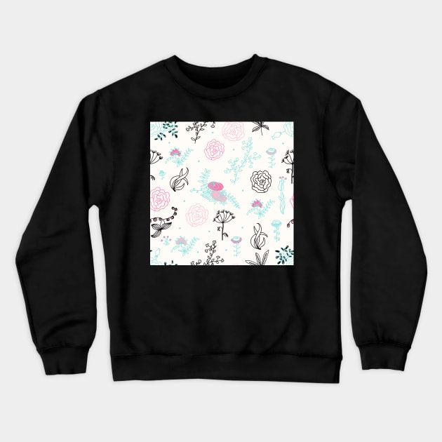 Elegance Seamless pattern with flowers Crewneck Sweatshirt by Olga Berlet